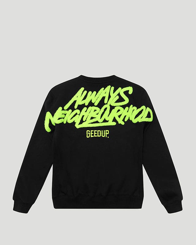 Always Neighbourhood Crewneck Black/Hyper Yellow