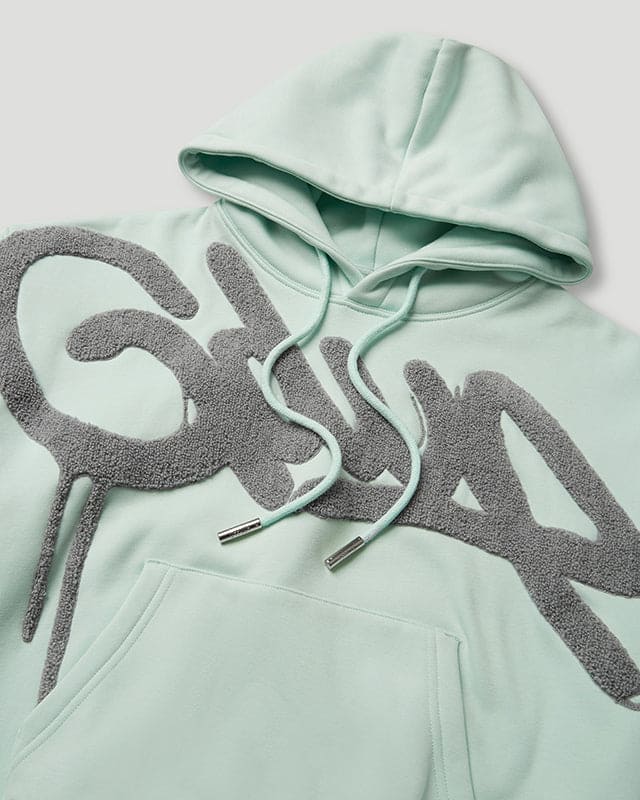 B.2 / Handstyle Cropped Hoodie Teal/Grey