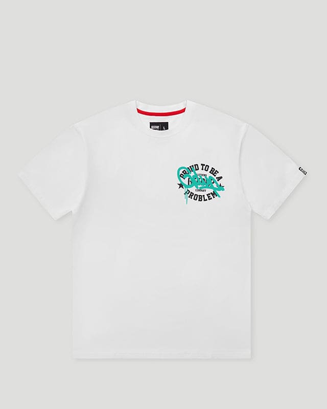 Proud To Be A Problem T-Shirt White/Aqua – Geedup Co.