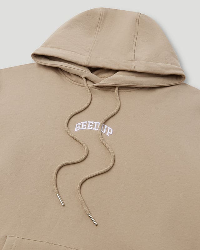 Micro Team Logo Hoodie Tan